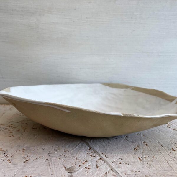 bowl - white on white clay-large