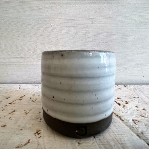 espresso mug - white on black clay