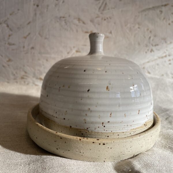 butter container-white on white dotted clay