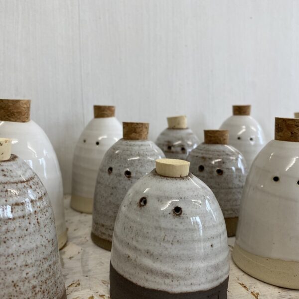spice dish for pepper-white on black clay