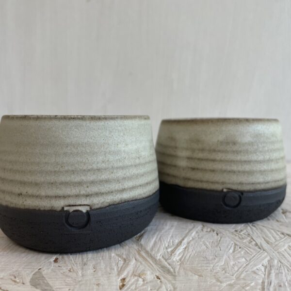 espresso cup-matte white on black clay