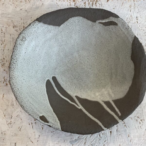 bowl- matte white on black clay